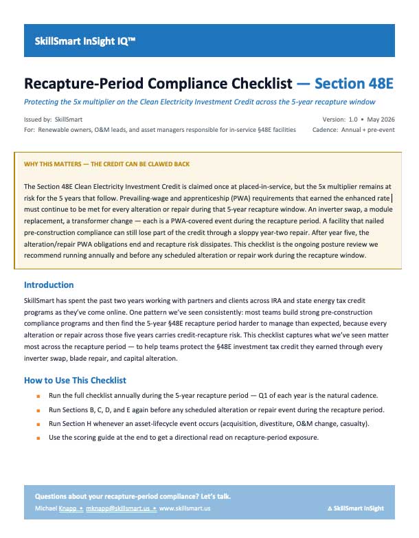 48E Recapture-Period Compliance Checklist