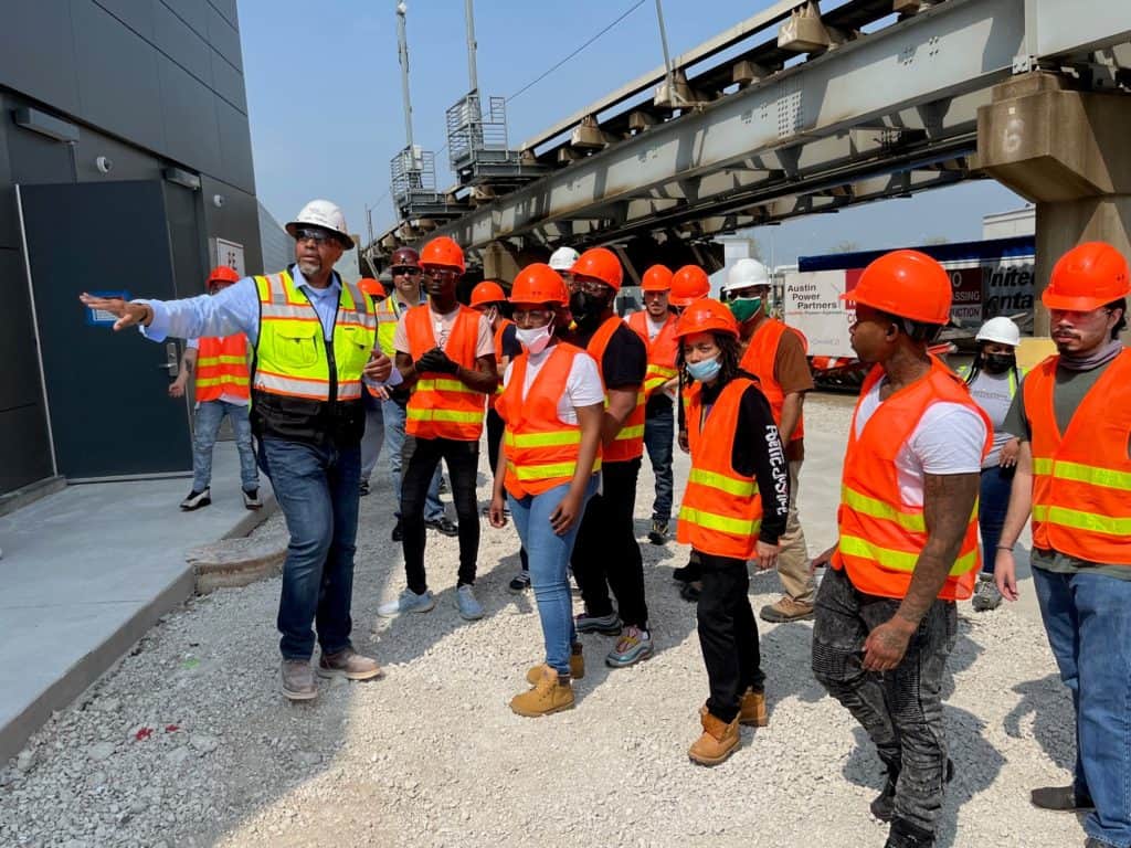 Site tour at the Terminal 5 Expansion and Renovation at O'Hare Airport. Hosted by Power Construction for Revolution Workshop students in Chicago, IL.