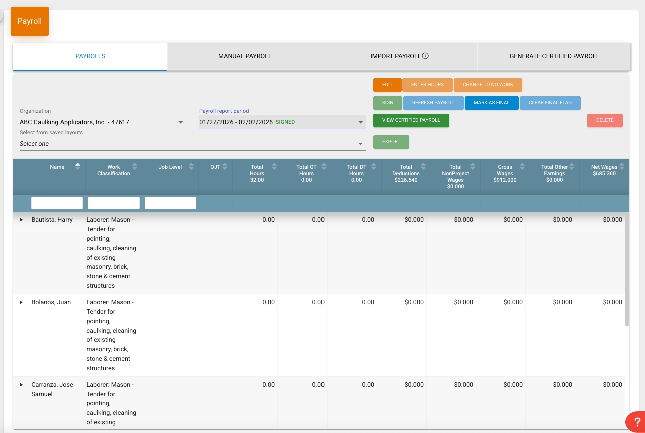 insight iq payroll screen