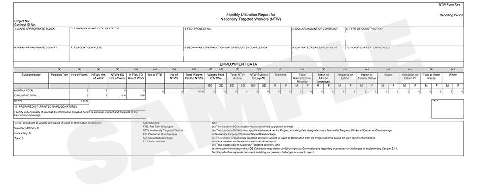 sample NTW report - nationally targeted workers report